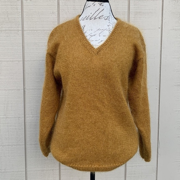 KIKIT MAURICE SASSON Mohair V-Neck Sweater - Mustard - Picture 1 of 10